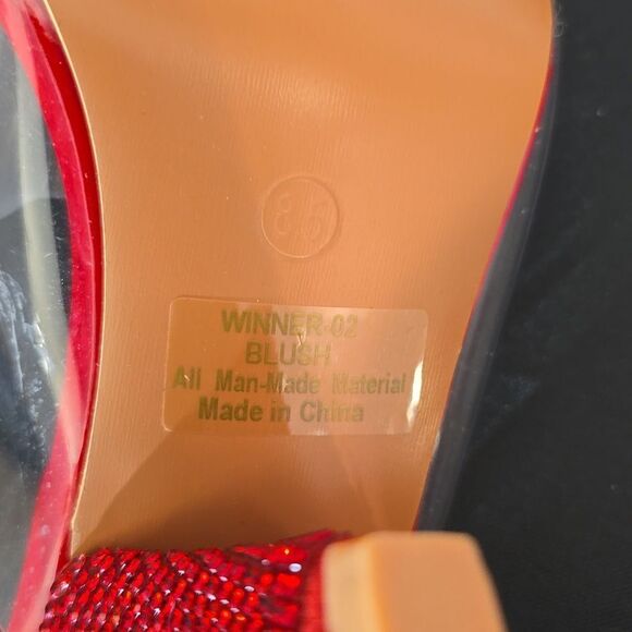 BRAND NEW PAZZLE RHINESTONE HEEL EMBROIDERED CLEAR OPEN-TOE STRAP SANDAL - Picture 12 of 13